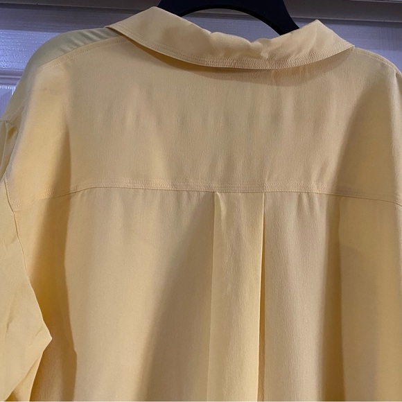 Lafayette 148 100% Silk Button Front Blouse Long Sleeve Relaxed Fit Yellow Large - Picture 7 of 10